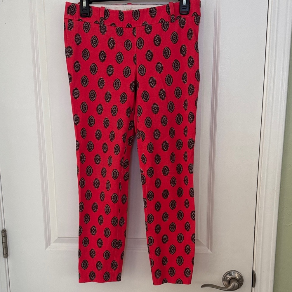 J. Crew Coral and Black Patterned Pants